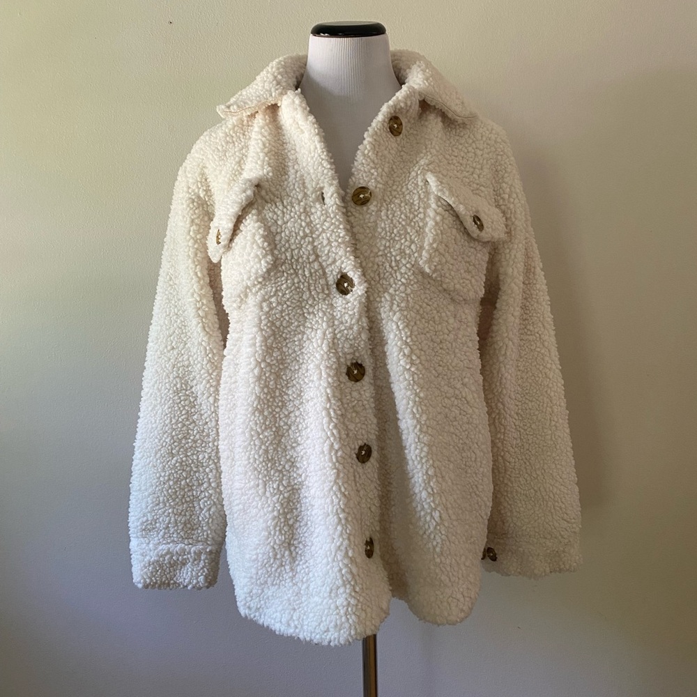 1 State White Teddy jacket/shacket
